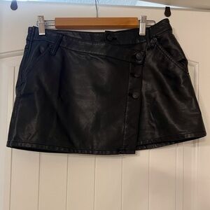 We The Free Black Faux Leather Mini Skirt